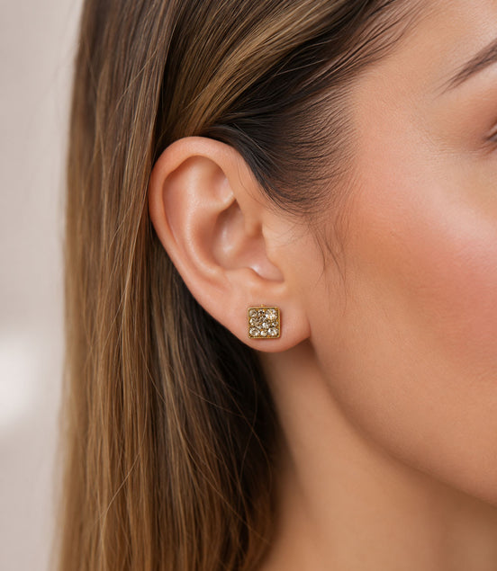 Ohrstecker Quadratisch mit Swarovski® Kristallen Golden Shadow – elegant & zeitlos