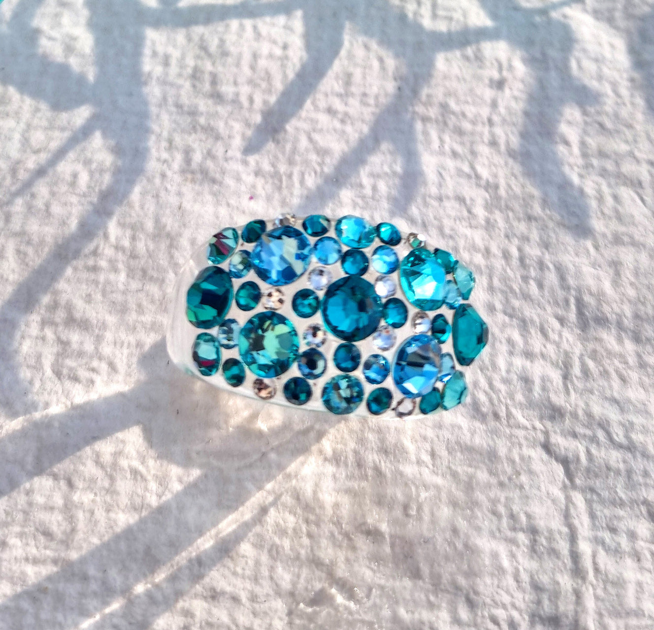 Statement-Ring mit blauen Swarovski Kristallen