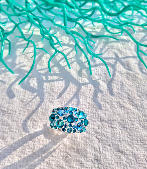 Statement-Ring mit blauen Swarovski Kristallen