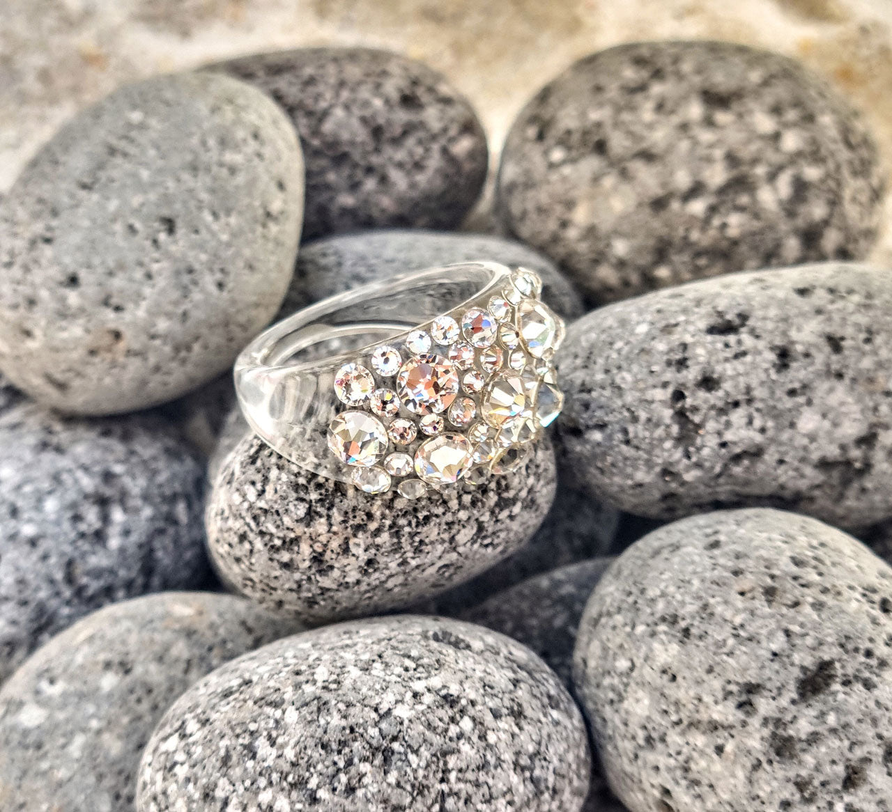 Statement Ring mit originalen Swarovski Kristallen in klarem Crystal