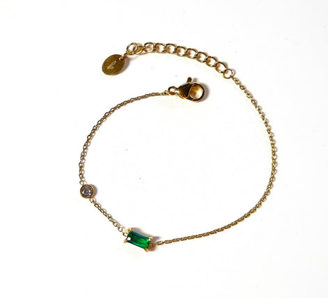 Bracelet fin en or et vert