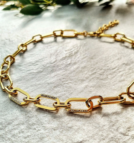 Collier doré avec cristaux Swarovski® – plaqué or