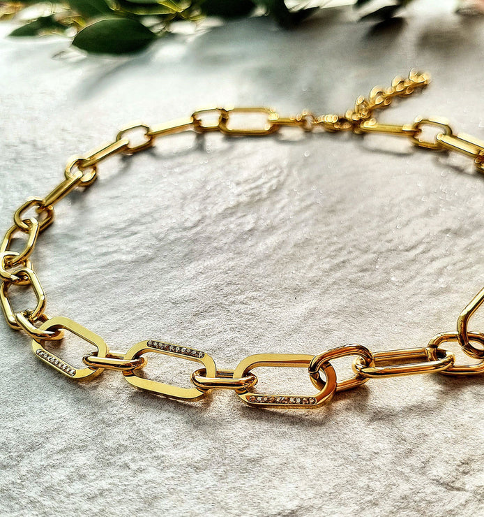 Collier doré avec cristaux Swarovski® – plaqué or