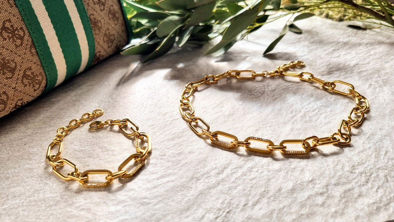 Collier doré avec cristaux Swarovski® – plaqué or
