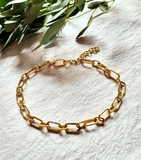 Collier doré avec cristaux Swarovski® – plaqué or