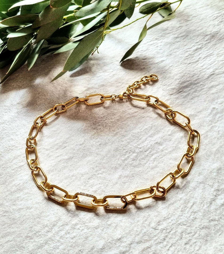 Collier doré avec cristaux Swarovski® – plaqué or