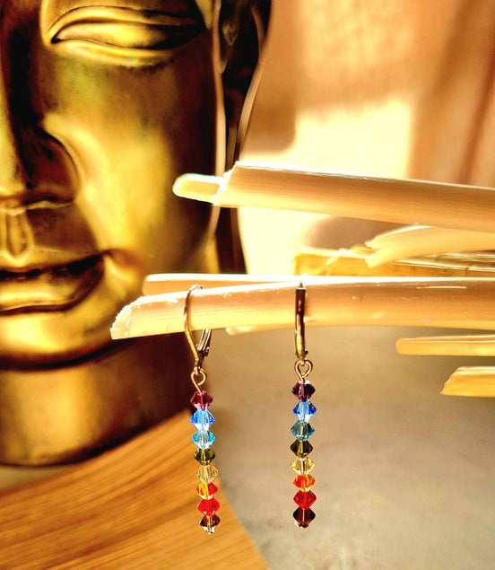 Ohrhänger Chakra Multicolor mit Swarowski Kristallen – Balance & Farbe