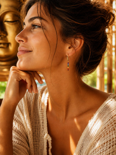Ohrhänger Chakra Multicolor mit Swarovski Kristallen – Balance & Farbe