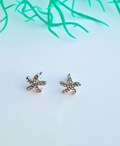 Seestern Ohrstecker Silber mit Swarovski Kristallen