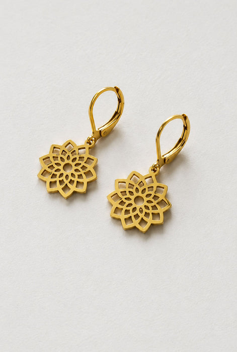 Chakra Ohrringe gold mit Kronenchakra-Symbol für innere Harmonie