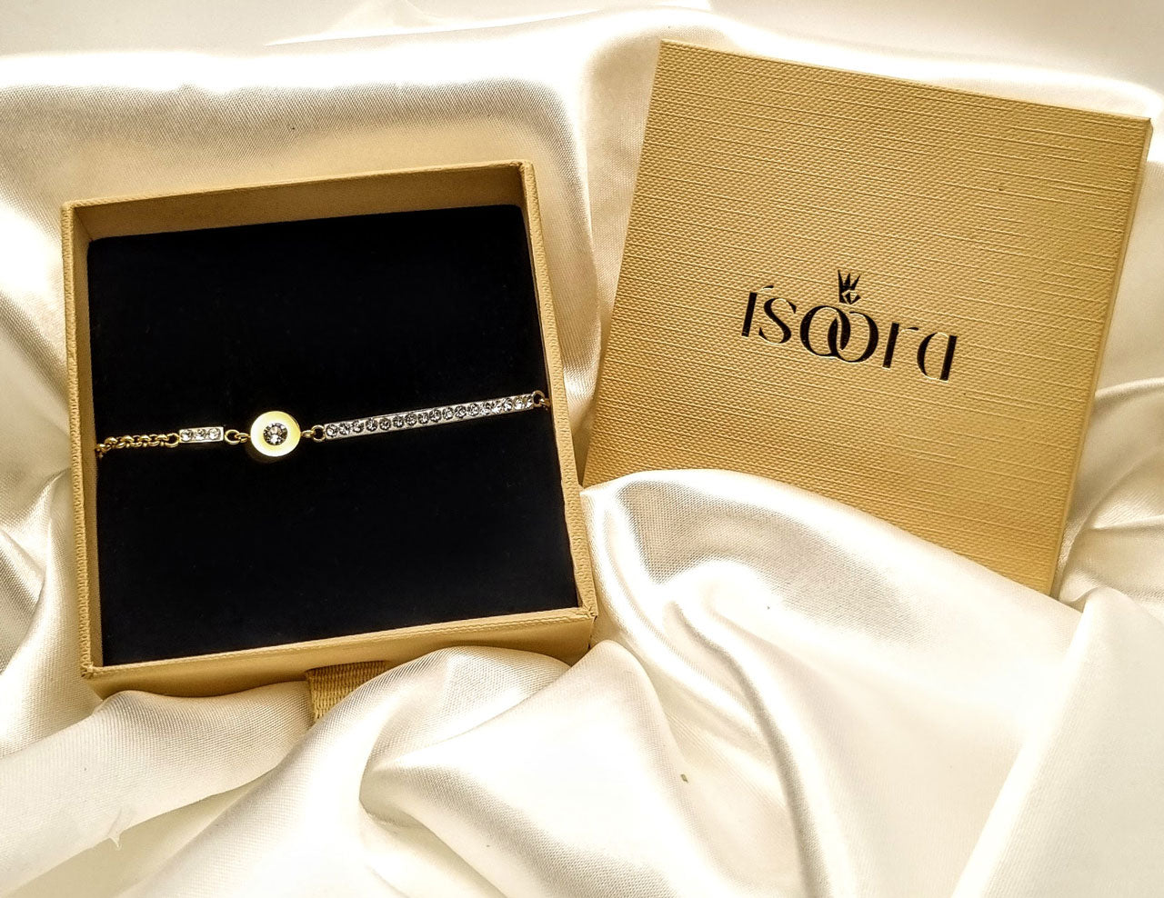 Armkettchen aus vergoldetem Edelstahl mit Swarovski® Kristallen – handgefertigt