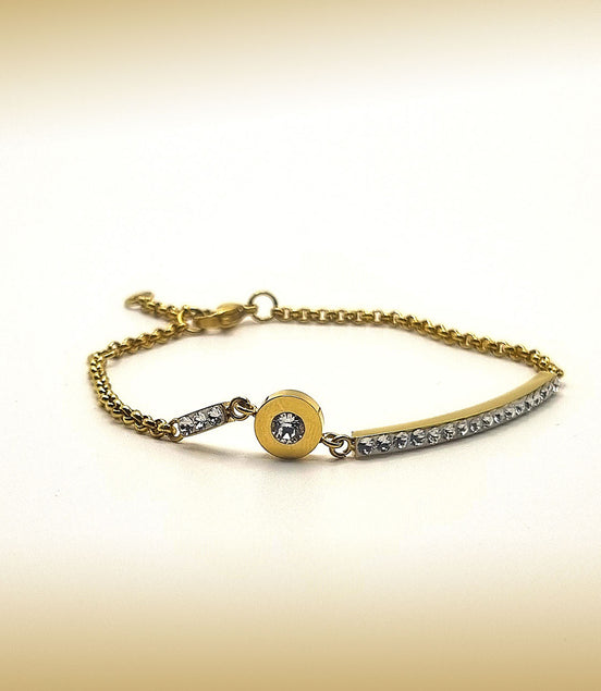 Armkettchen aus vergoldetem Edelstahl mit Swarovski® Kristallen – handgefertigt