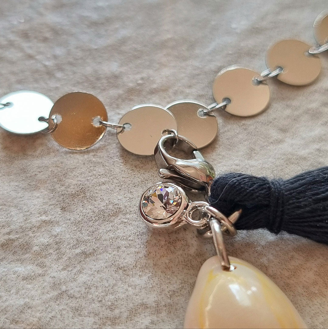 Fußkette Silberfarben mit Münzplättchen & Swarovski® Kristall