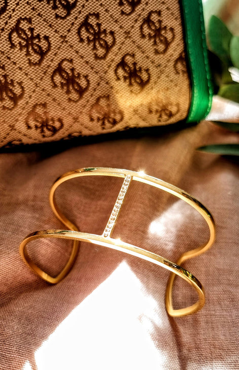 Armreif offen vergoldet – mit Swarovski® Kristallen hangefertigt