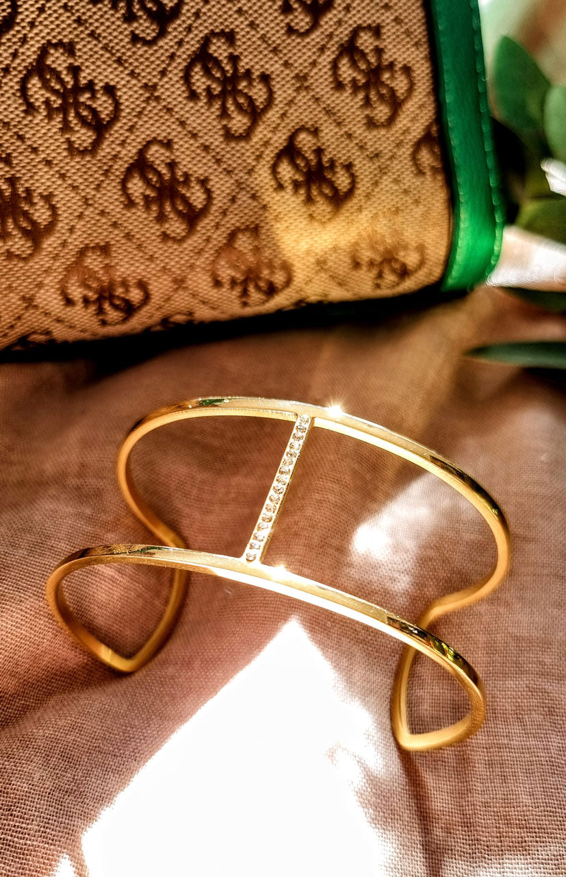 Armreif offen vergoldet – mit Swarovski® Kristallen hangefertigt