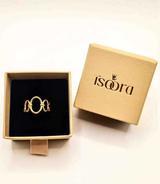 Ring Edelstahl vergoldet mit ovalen Elementen