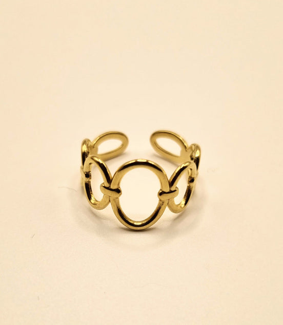 Ring Edelstahl vergoldet mit ovalen Elementen