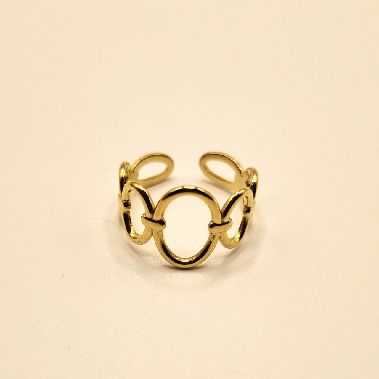 Ring Edelstahl vergoldet mit ovalen Elementen