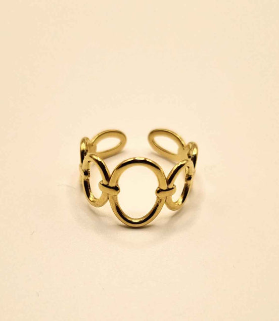 Ring Edelstahl vergoldet mit ovalen Elementen