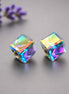 Stud earrings with Swarovski stone in an  cube design