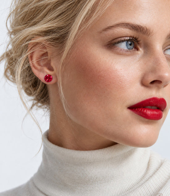 Ohrstecker Edelstahl mit schimmernden Swarovski Steinen Rot