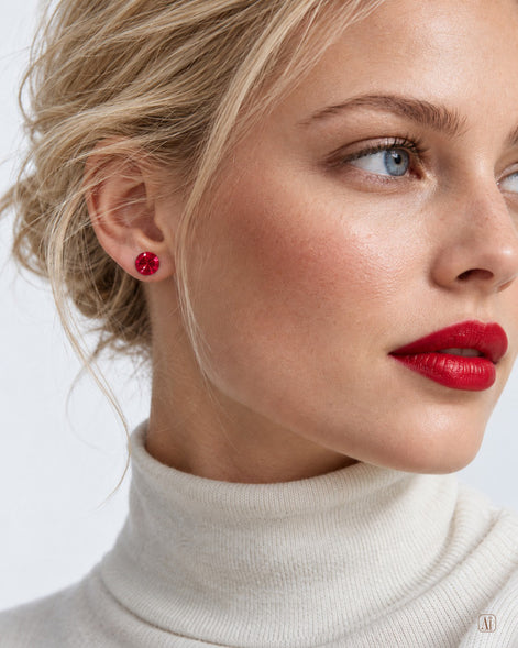 Ohrstecker Edelstahl mit schimmernden Swarovski Steinen Rot