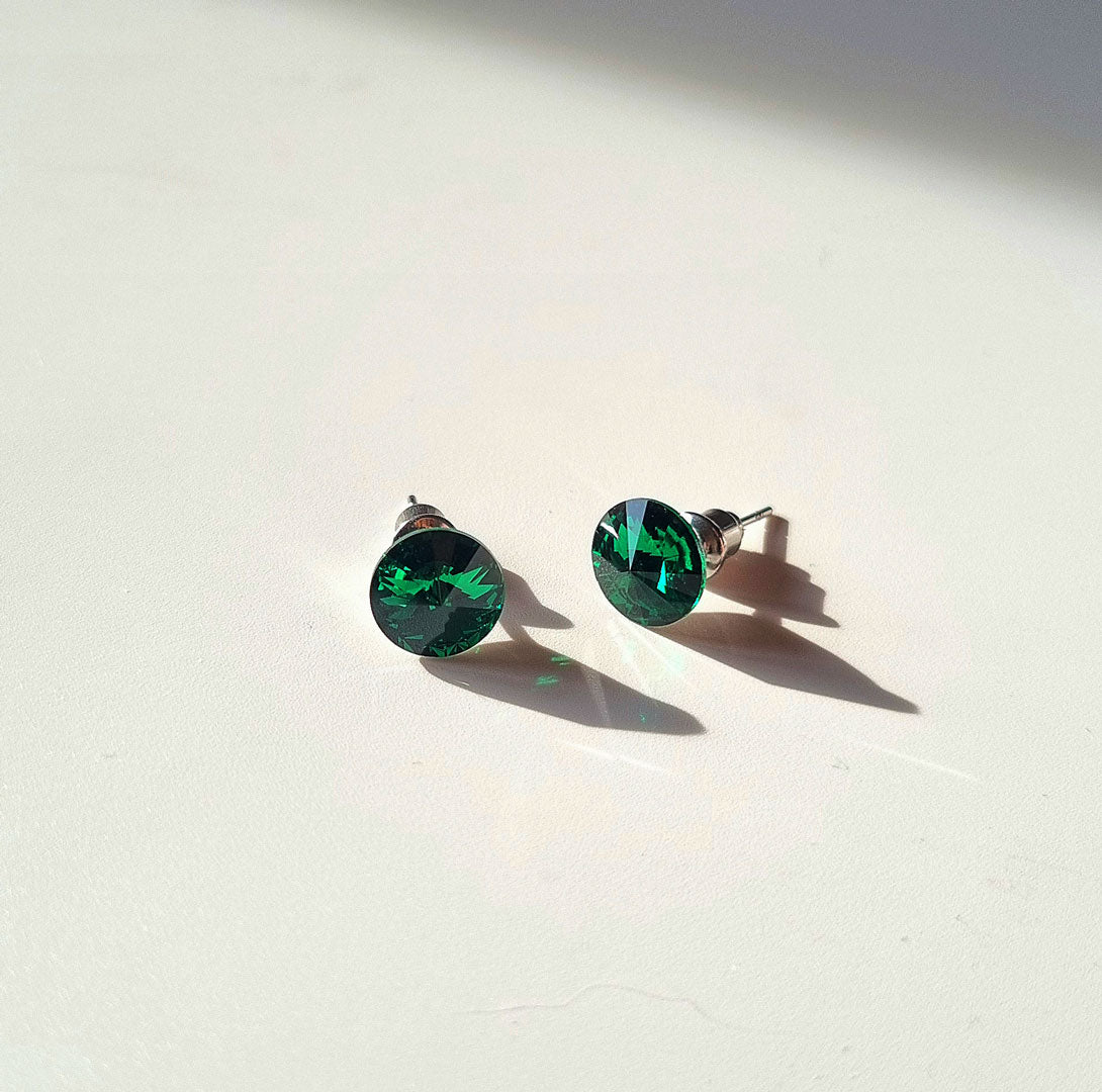 Ohrstecker Edelstahl mit Swarovski Kristall dunkelgrün