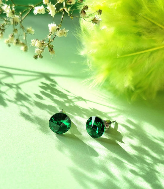 Ohrstecker Edelstahl mit Swarovski Kristall dunkelgrün