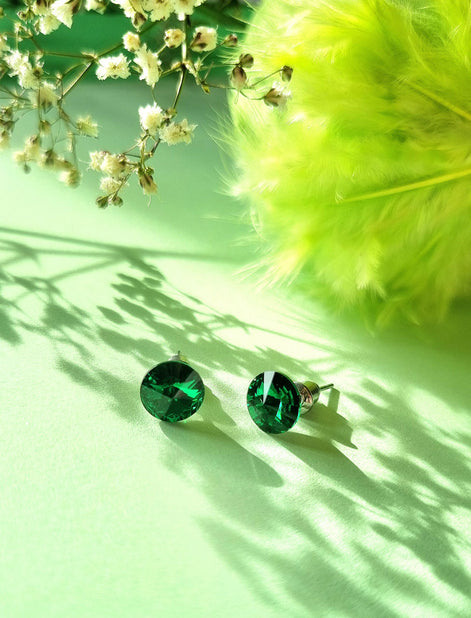 Ohrstecker Edelstahl mit Swarovski Kristall dunkelgrün