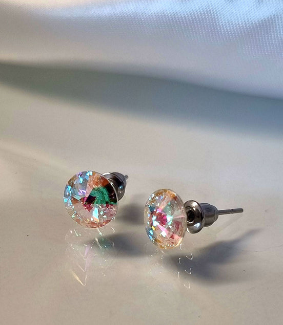 Ohrstecker Swarovski Kristall Multicolor im klassischen Runddesign