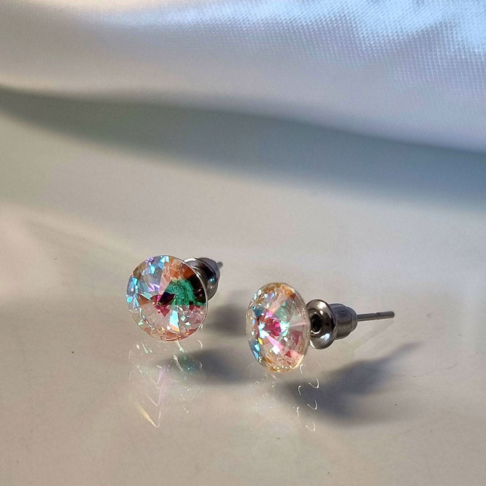 Ohrstecker Swarovski Kristall Multicolor im klassischen Runddesign