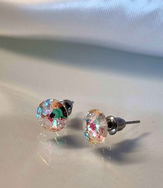 Ohrstecker Swarovski Kristall Multicolor im klassischen Runddesign