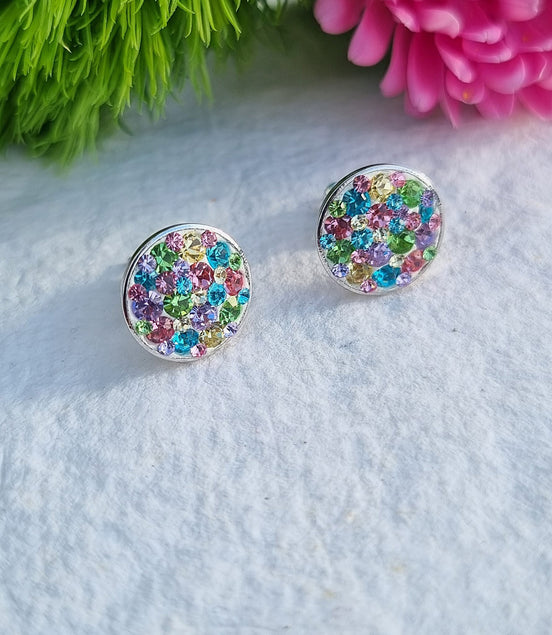 Multicolor Stud Earrings with Preciosa Crystals