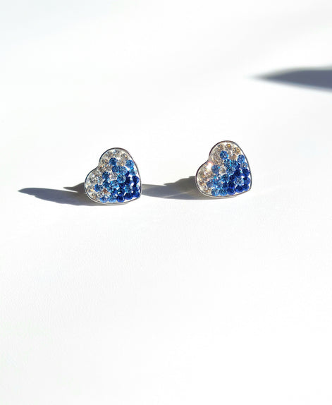 Blaue Herz-Ohrstecker mit Preciosa-Kristallen