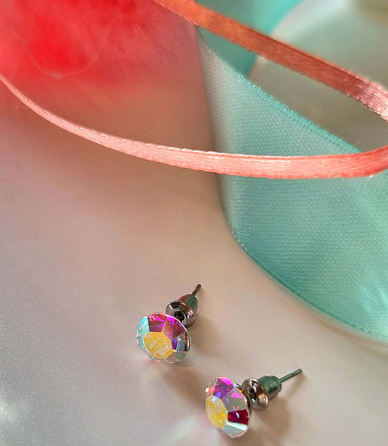 Ohrstecker mit Multicolor-Kristall - Edelstahl