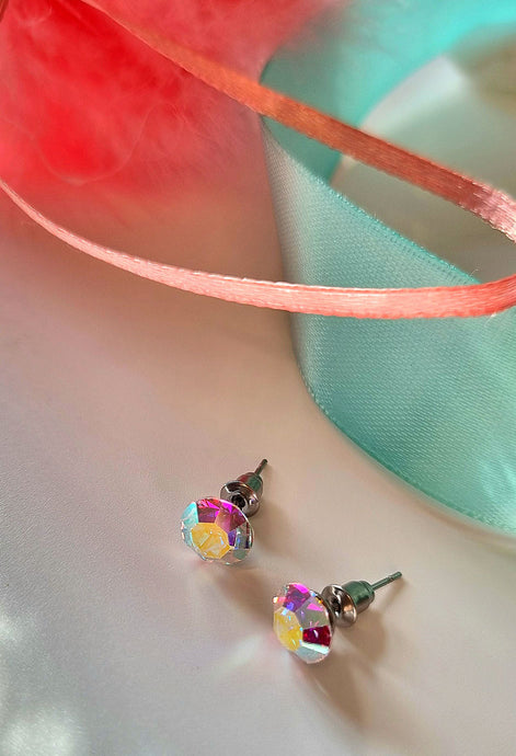 Ohrstecker mit Multicolor-Kristall - Edelstahl