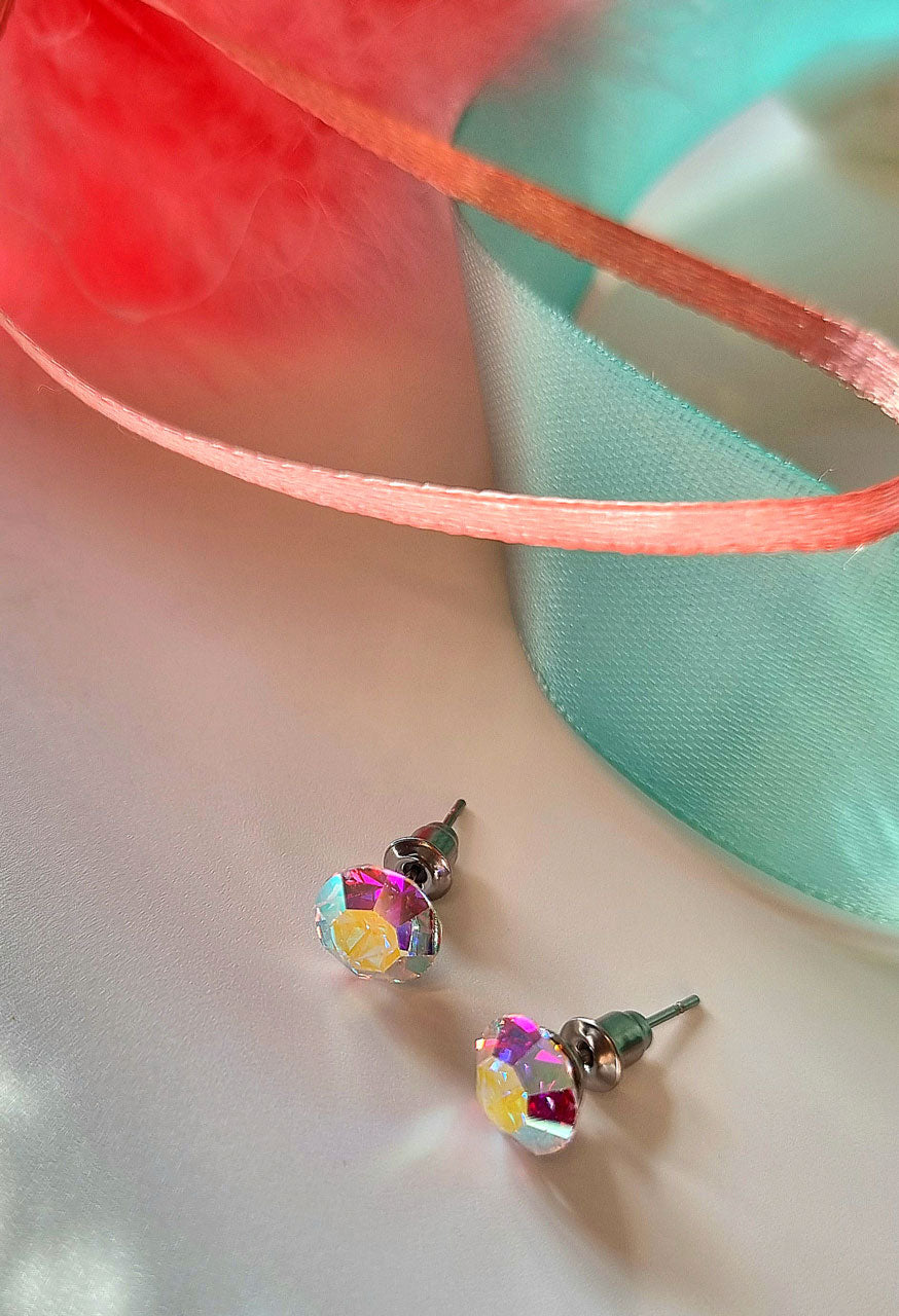 Ohrstecker mit Multicolor-Kristall - Edelstahl