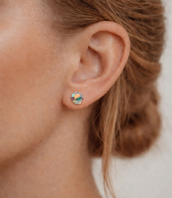 Ohrstecker mit Multicolor-Kristall - Edelstahl