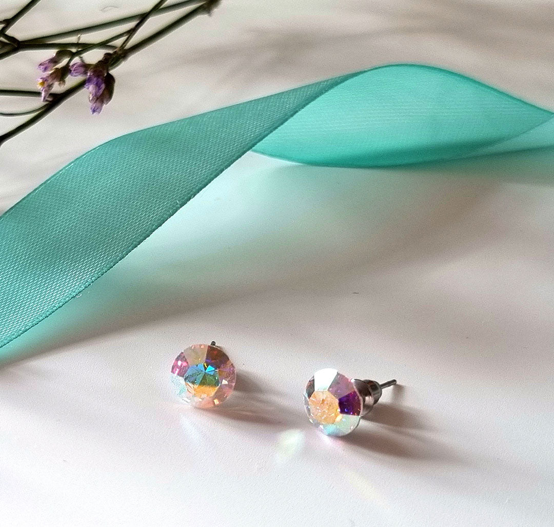 Ohrstecker mit Multicolor-Kristall - Edelstahl