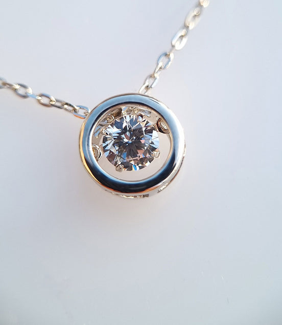 Silver necklace with movable crystal – handmade