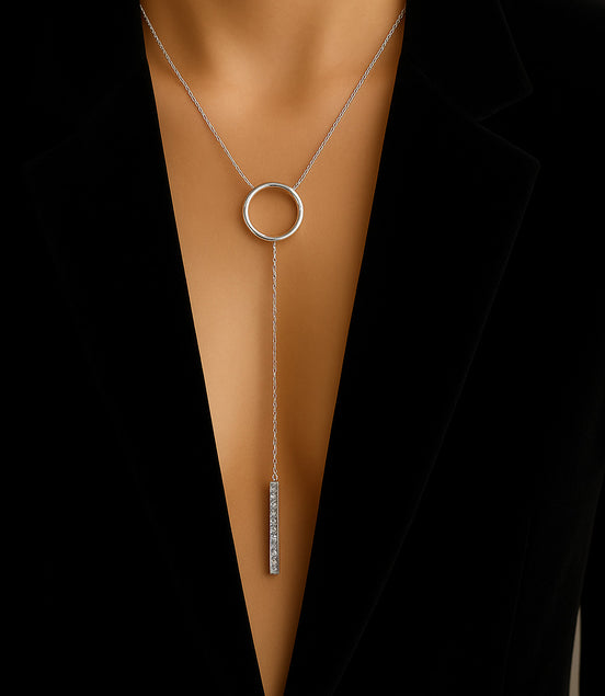 Y-Halskette 925 Sterling Silber mit funkelden Swarovski Kristallen
