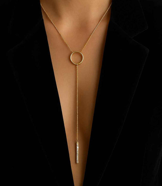 Halskette,  Silber 925 vergoldet mit Swarovski Kristallen Y-Form