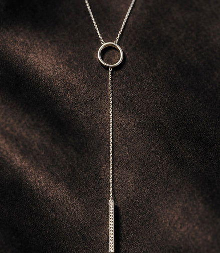 Y-Halskette 925 Sterling Silber mit funkelden Swarovski Kristallen