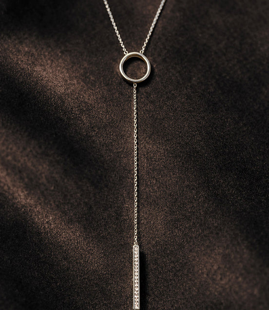 Y-Halskette 925 Sterling Silber mit funkelden Swarovski Kristallen