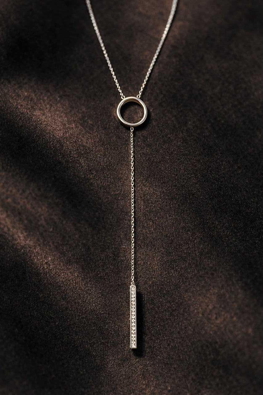 Y-Halskette 925 Sterling Silber mit funkelden Swarovski Kristallen