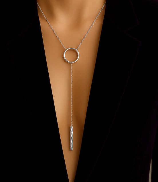 Halskette, Sterling Silber 925 mit Swarovski Kristallen Y-Form