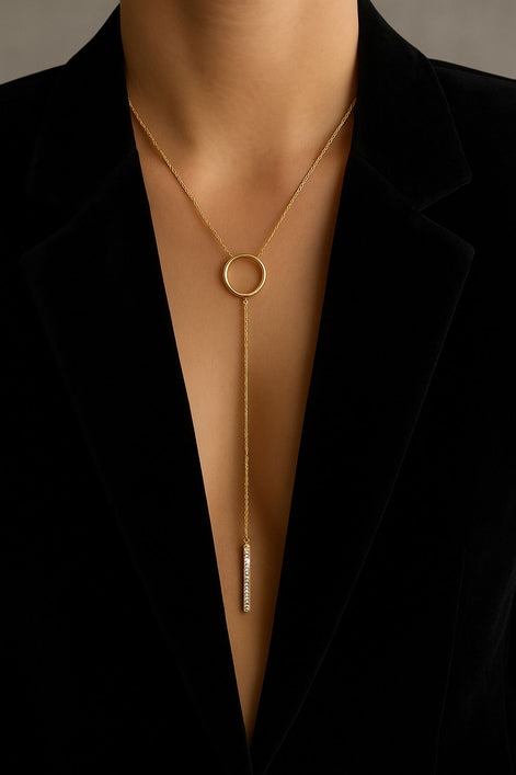 Halskette Y-Form aus Silber 925 vergoldet mit Swarovski Kristallen