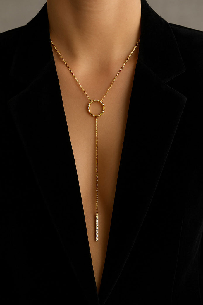 Halskette Y-Form aus Silber 925 vergoldet mit Swarovski Kristallen