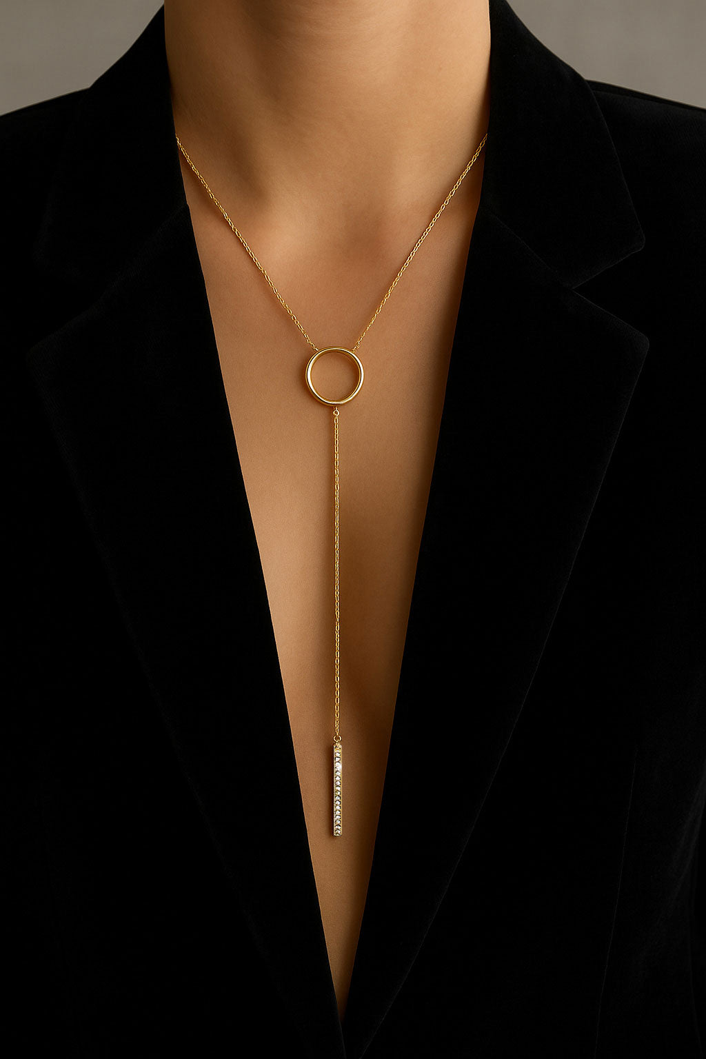 Halskette Y-Form aus Silber 925 vergoldet mit Swarovski Kristallen