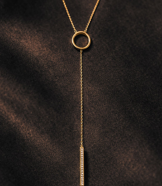 Halskette Y-Form aus Silber 925 vergoldet mit Swarovski Kristallen